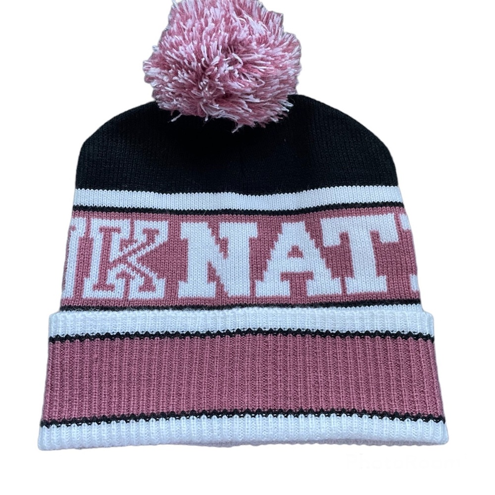 Pink Nation Knit Hat with Pom